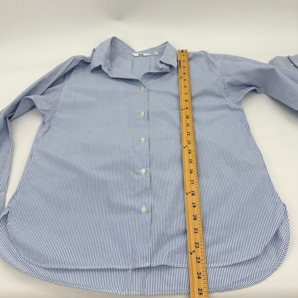 UNIQLO Womens Preppy Striped Cotton Button Up Shirt Size M Long Sleeve Career - Picture 8 of 8